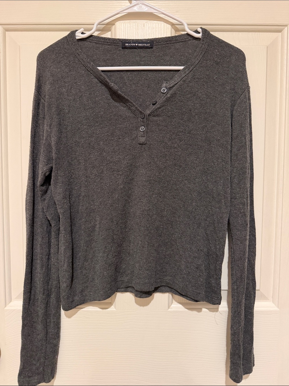 Brandy Melville Charcoal Gray Long Sleeve Henley